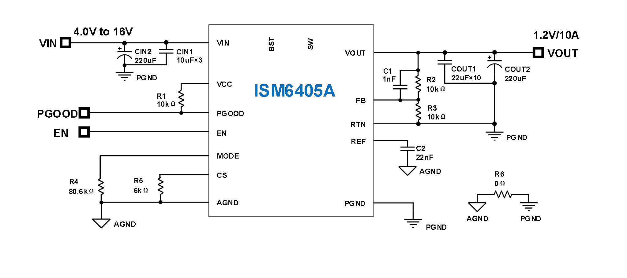 6405A VIN = 12V, VOUT = 1.2V, Load=10A, FCCM 1MHz.png